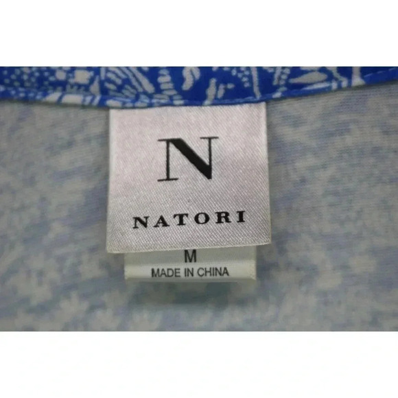 Natori Blue and White Floral Cover-Up-Size Medium-Beachy- Soft-Batwing Sleeves - Picture 4 of 7